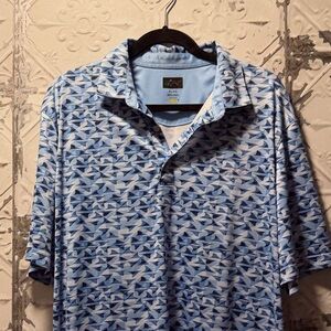 Greg Norman Collection Blue Geometric Polo Shirt